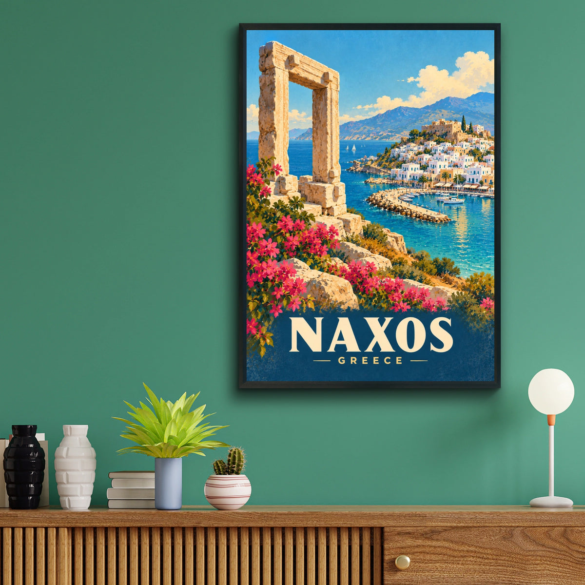 Naxos Greece Travel Poster, Greek Island Wall Art, Vintage Mediterranean Print