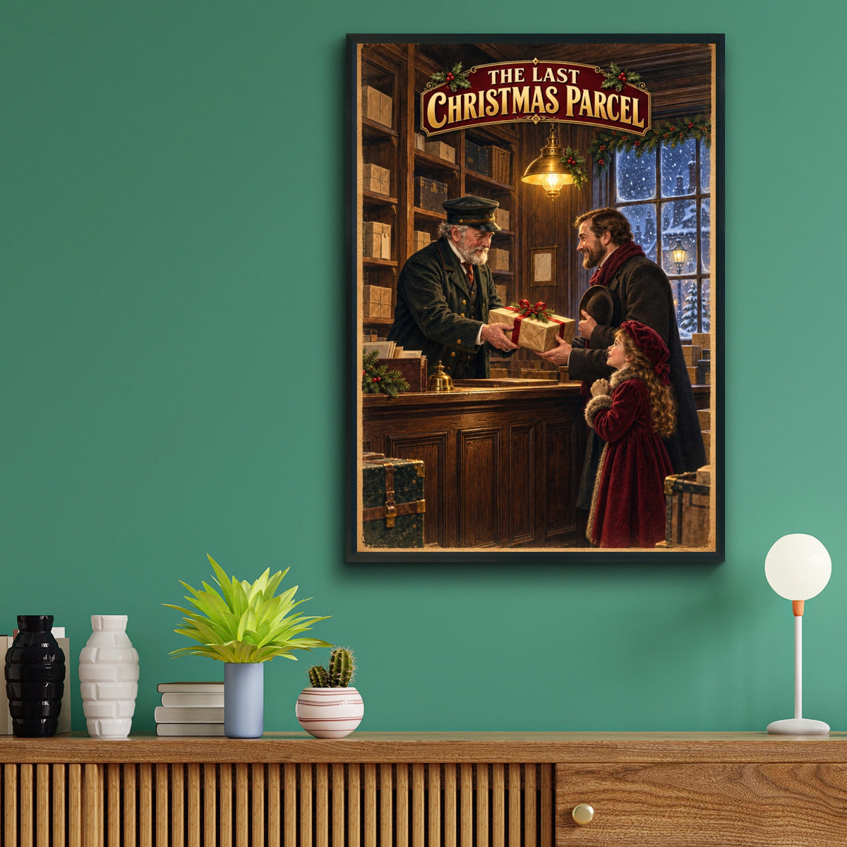 The Last Christmas Parcel, Victorian Post Office Wall Art, Vintage Festive Holiday Poster Print