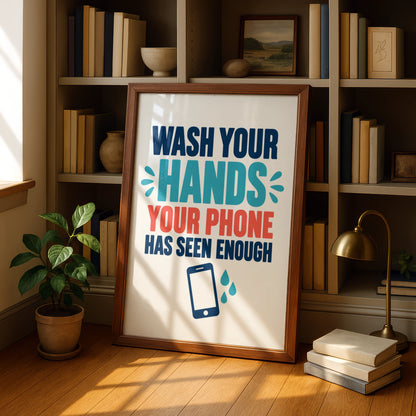 Wash Your Hands Funny Bathroom Poster, Hygiene Quote Wall Art, Toilet Humour Print