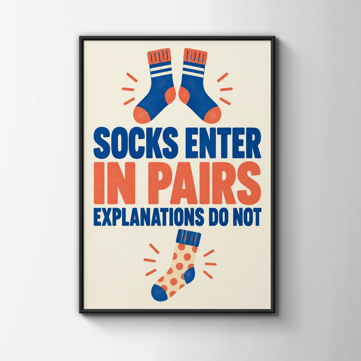 Funny Socks Poster, Laundry Room Humour Print, Bold Typography Wall Art Gift