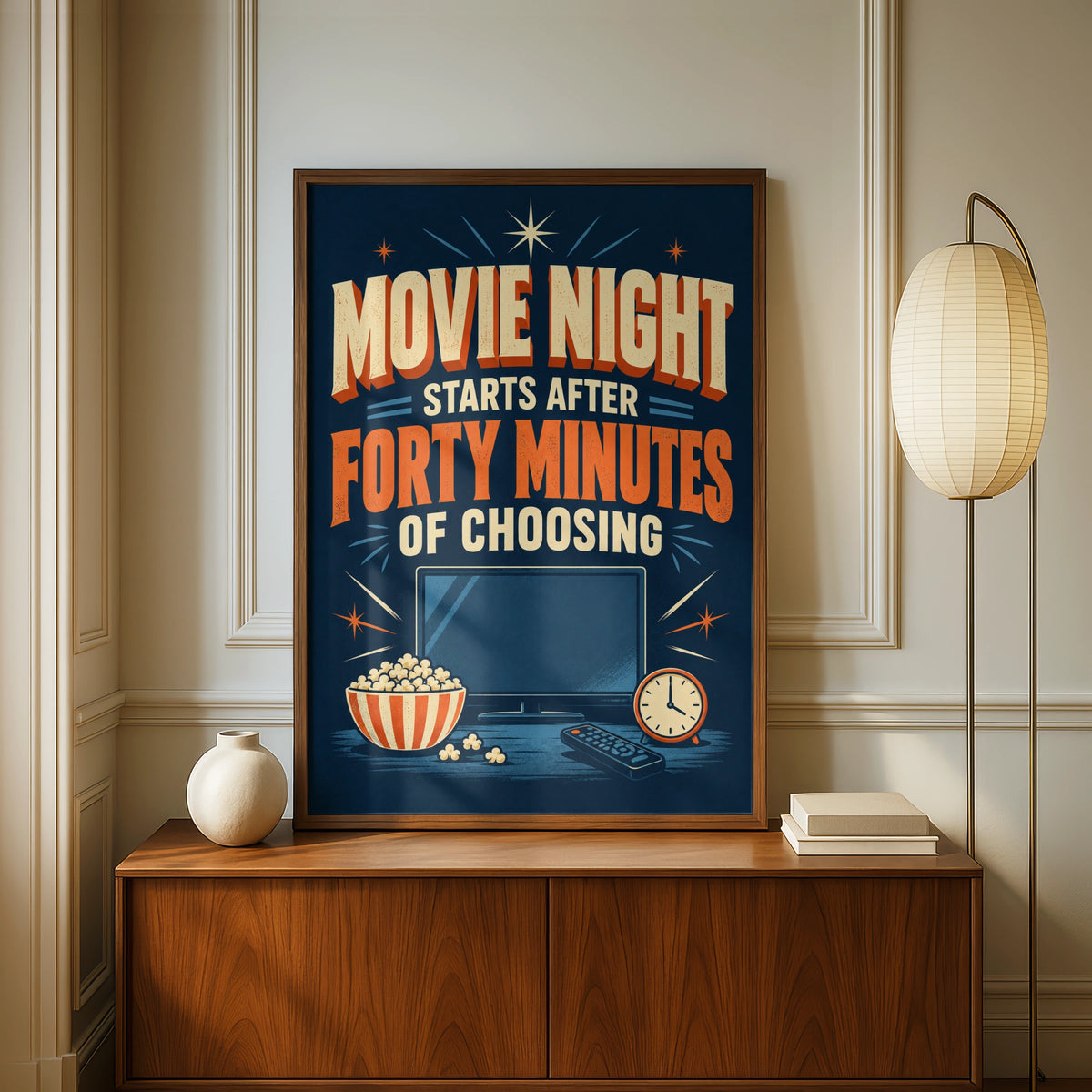 Funny Movie Night Poster, Cinema Humour Wall Art, Retro TV Print, Home Gift