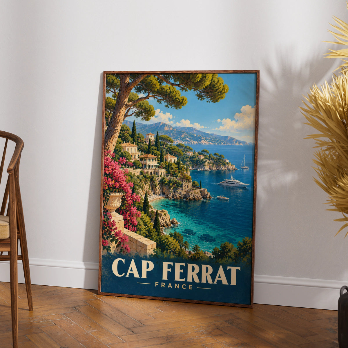 Cap Ferrat France Travel Poster, French Riviera Wall Art, Cote d'Azur Print, Mediterranean