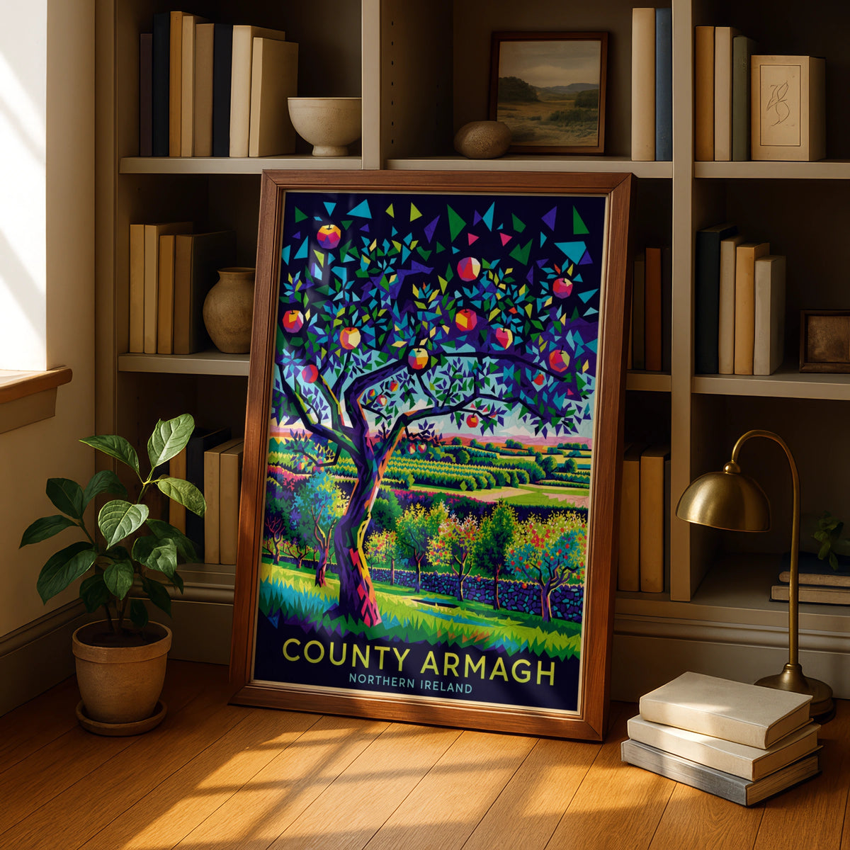 County Armagh Northern Ireland Poster, Apple Orchard Travel Art Print, Colourful Irish Wall Art