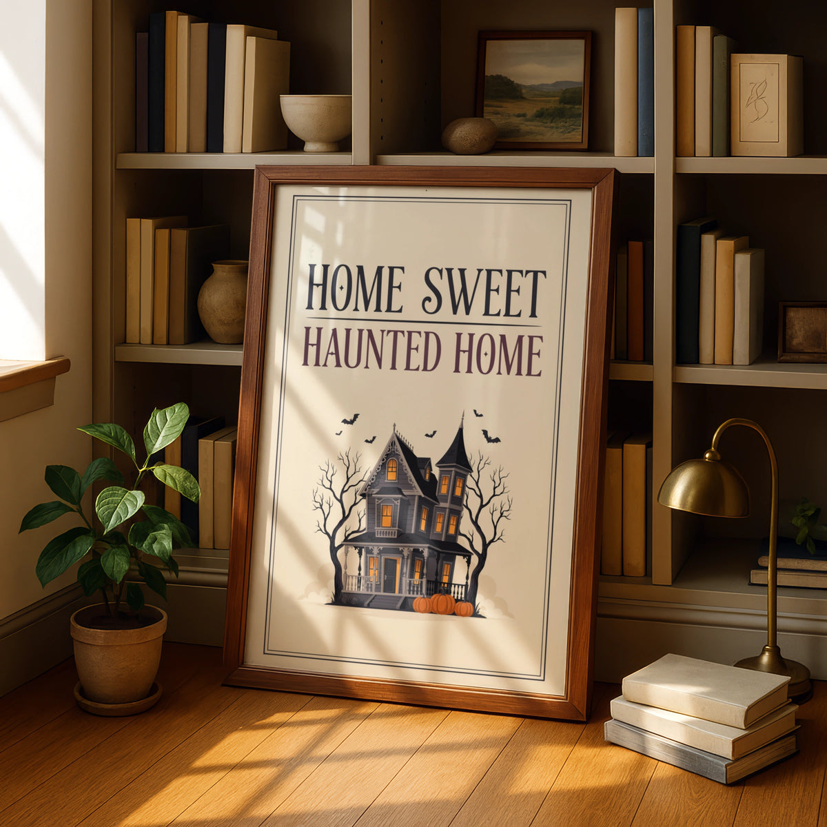 Home Sweet Haunted Home Poster, Halloween Wall Art, Spooky House Print, Gothic Decor