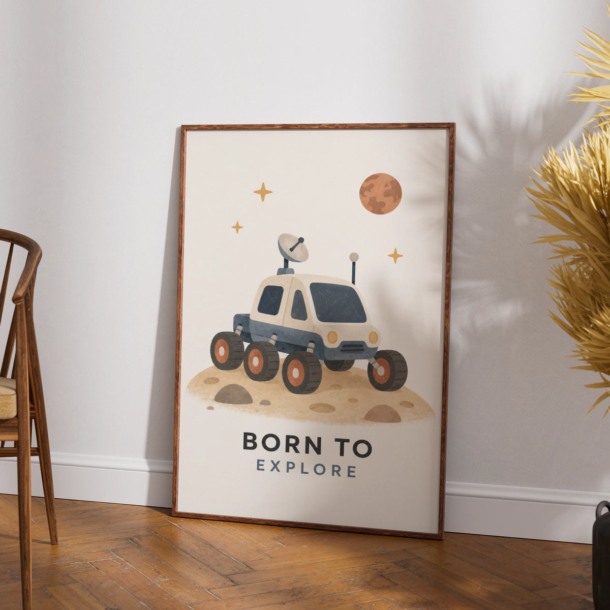 Born To Explore Space Rover Poster, Kids Room Wall Art, Nursery Space Print