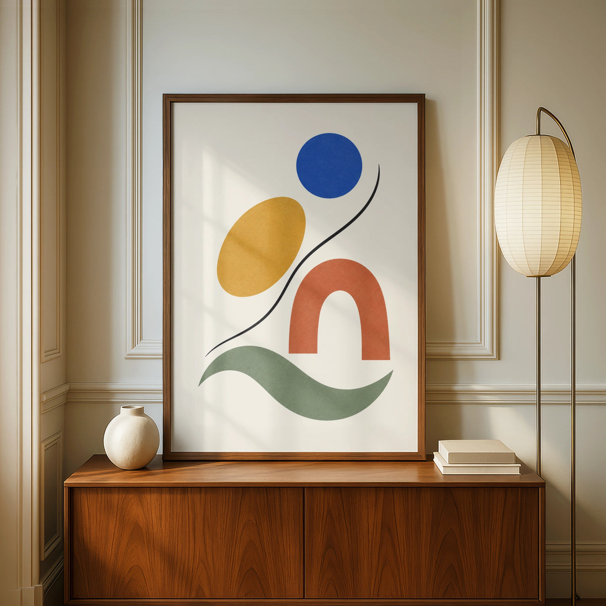 Nordic Shapes in Motion Abstract Wall Art, Geometric Poster, Boho Minimalist Print