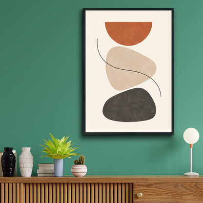 Terracotta Balance Stones Art Print, Minimalist Abstract Boho Wall Art, Neutral Decor