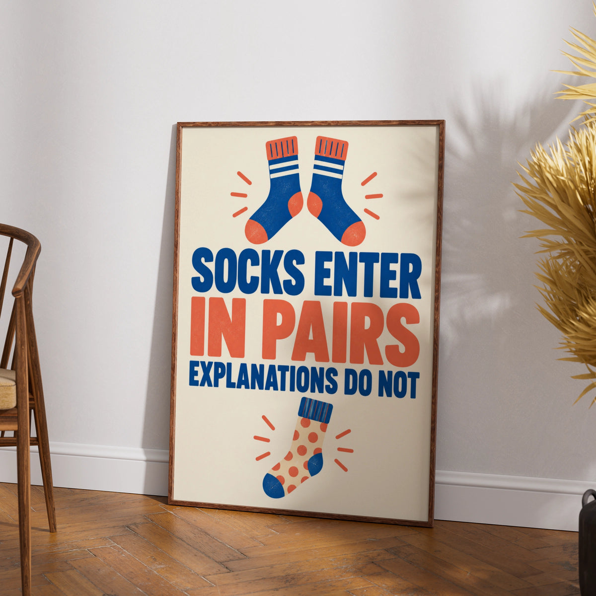 Funny Socks Poster, Laundry Room Humour Print, Bold Typography Wall Art Gift