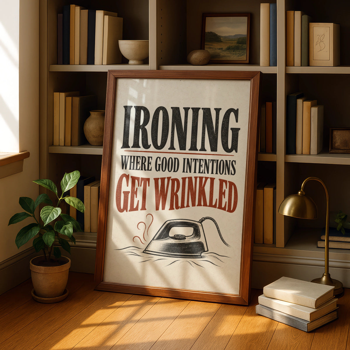 Funny Ironing Quote Print, Humour Wall Art, Vintage Typography Poster, Kitchen Home Gift