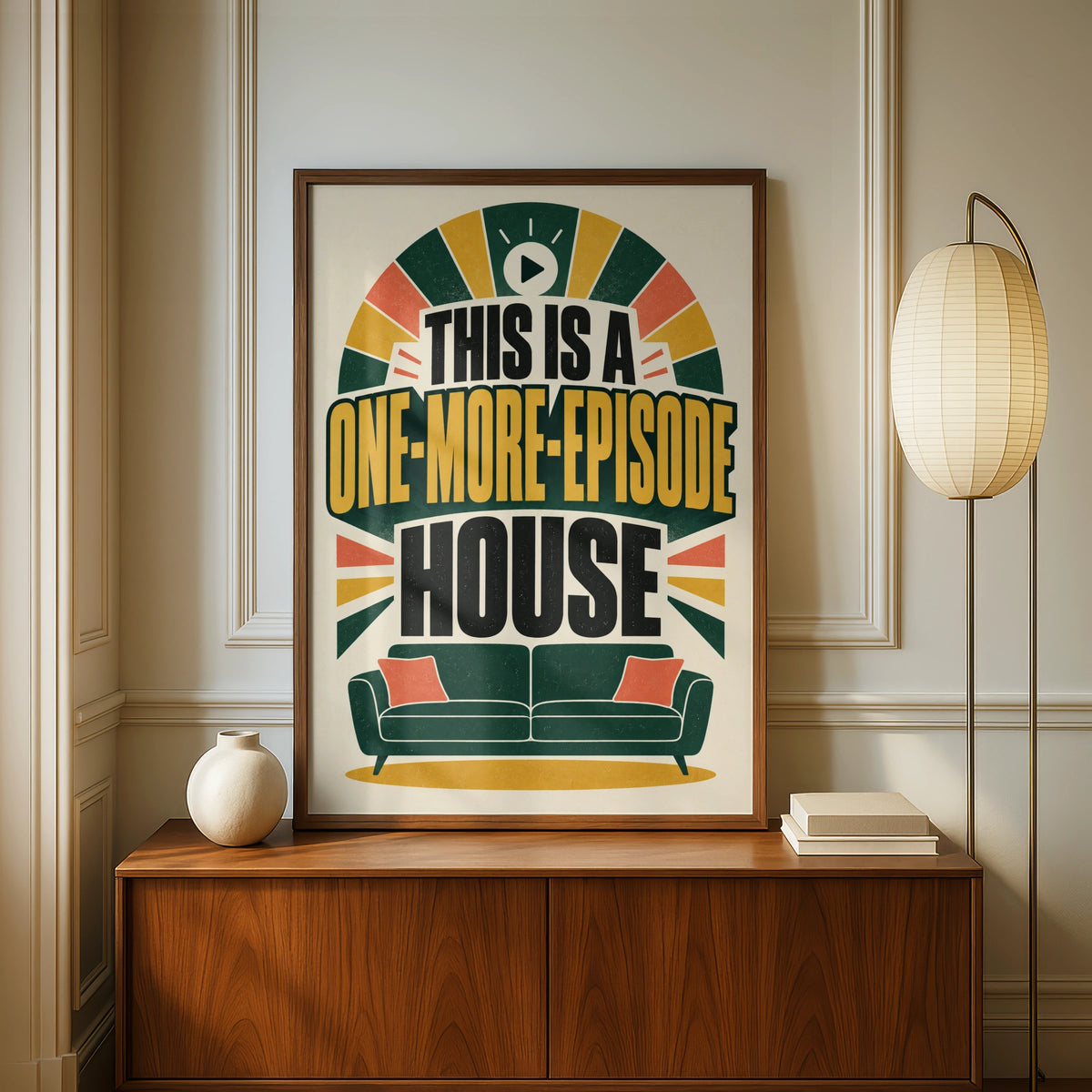 One More Episode House Funny TV Poster, Binge Watch Wall Art, Retro Lounge Print