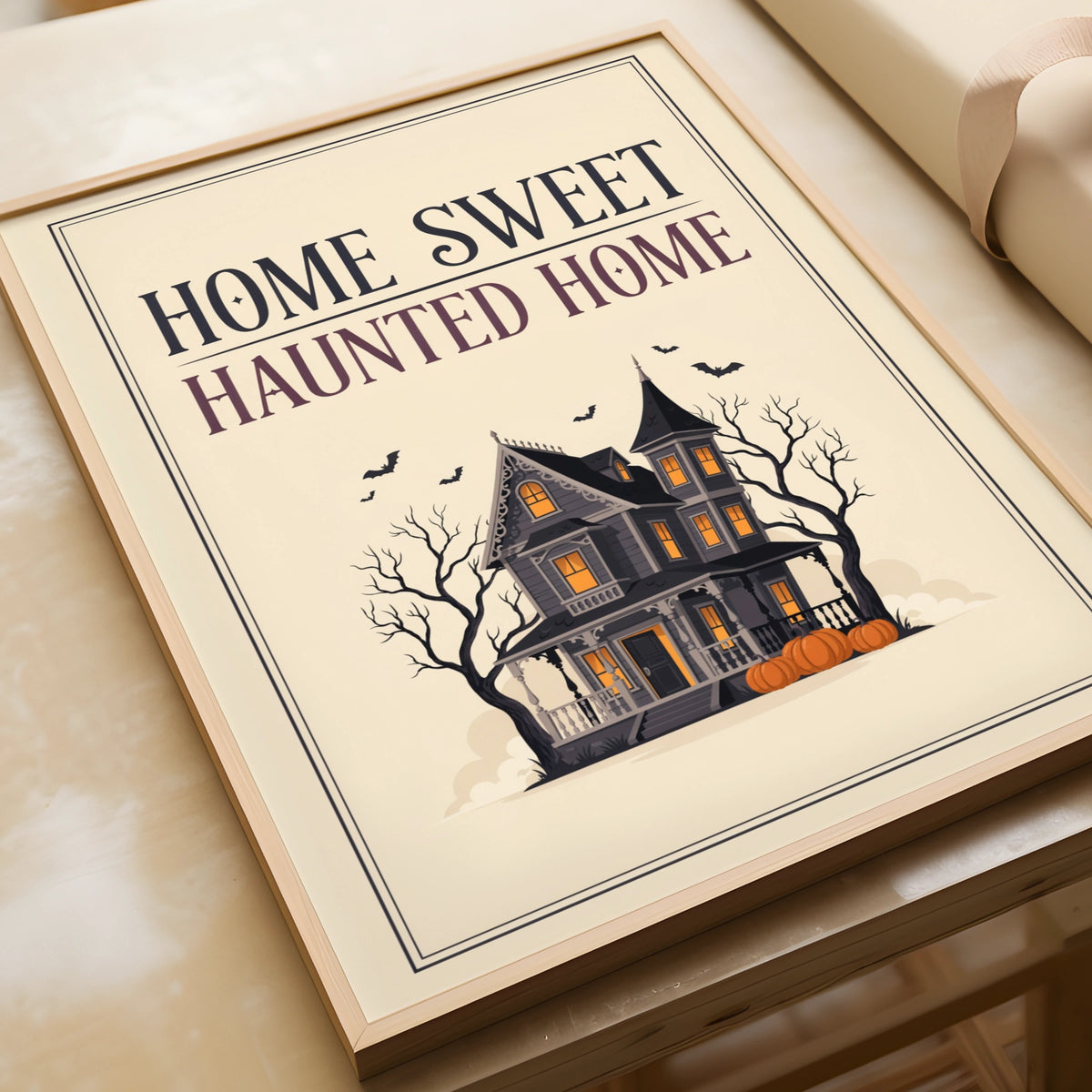 Home Sweet Haunted Home Poster, Halloween Wall Art, Spooky House Print, Gothic Decor