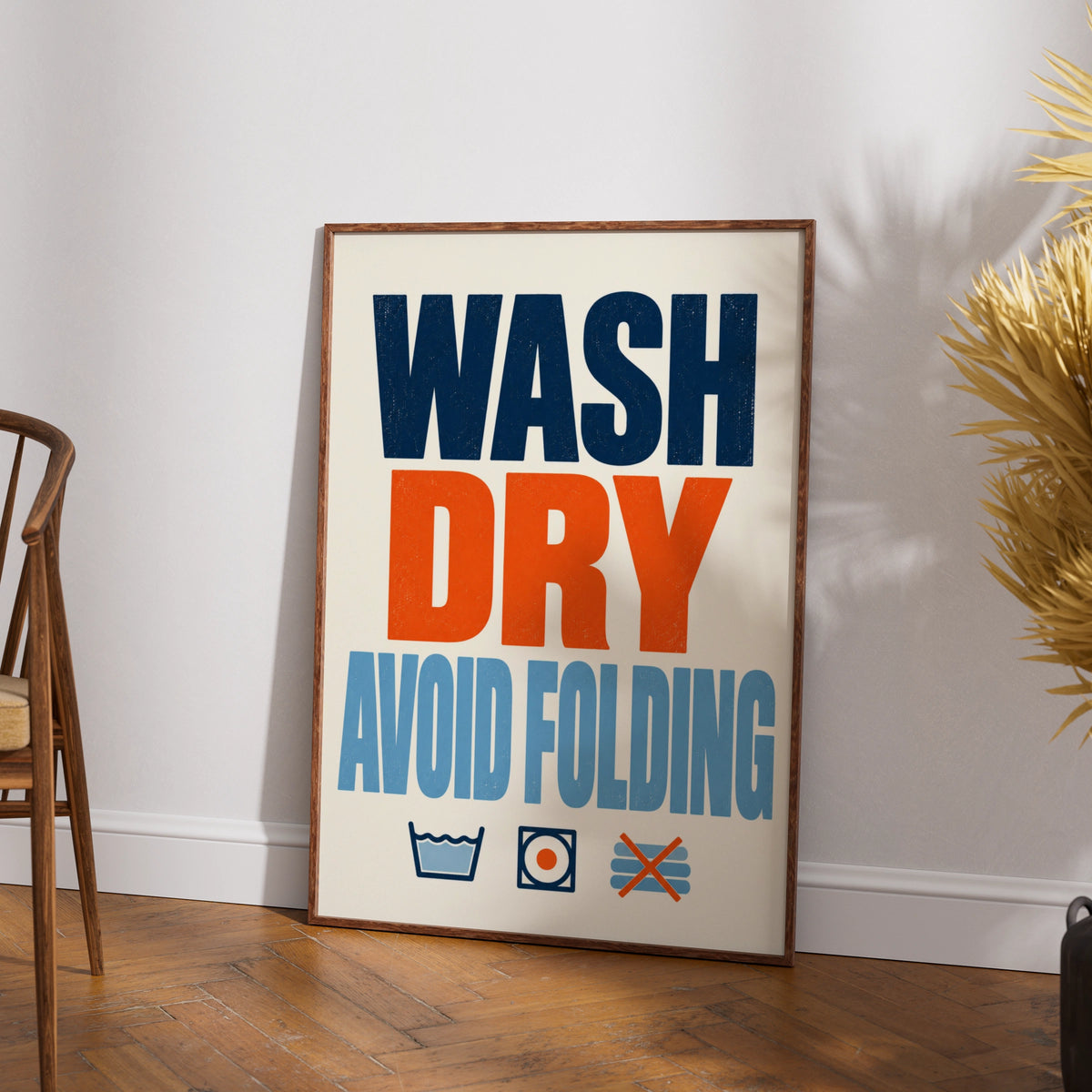 Wash Dry Avoid Folding Laundry Room Poster, Funny Utility Room Wall Art Print