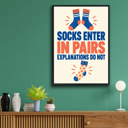Funny Socks Poster, Laundry Room Humour Print, Bold Typography Wall Art Gift