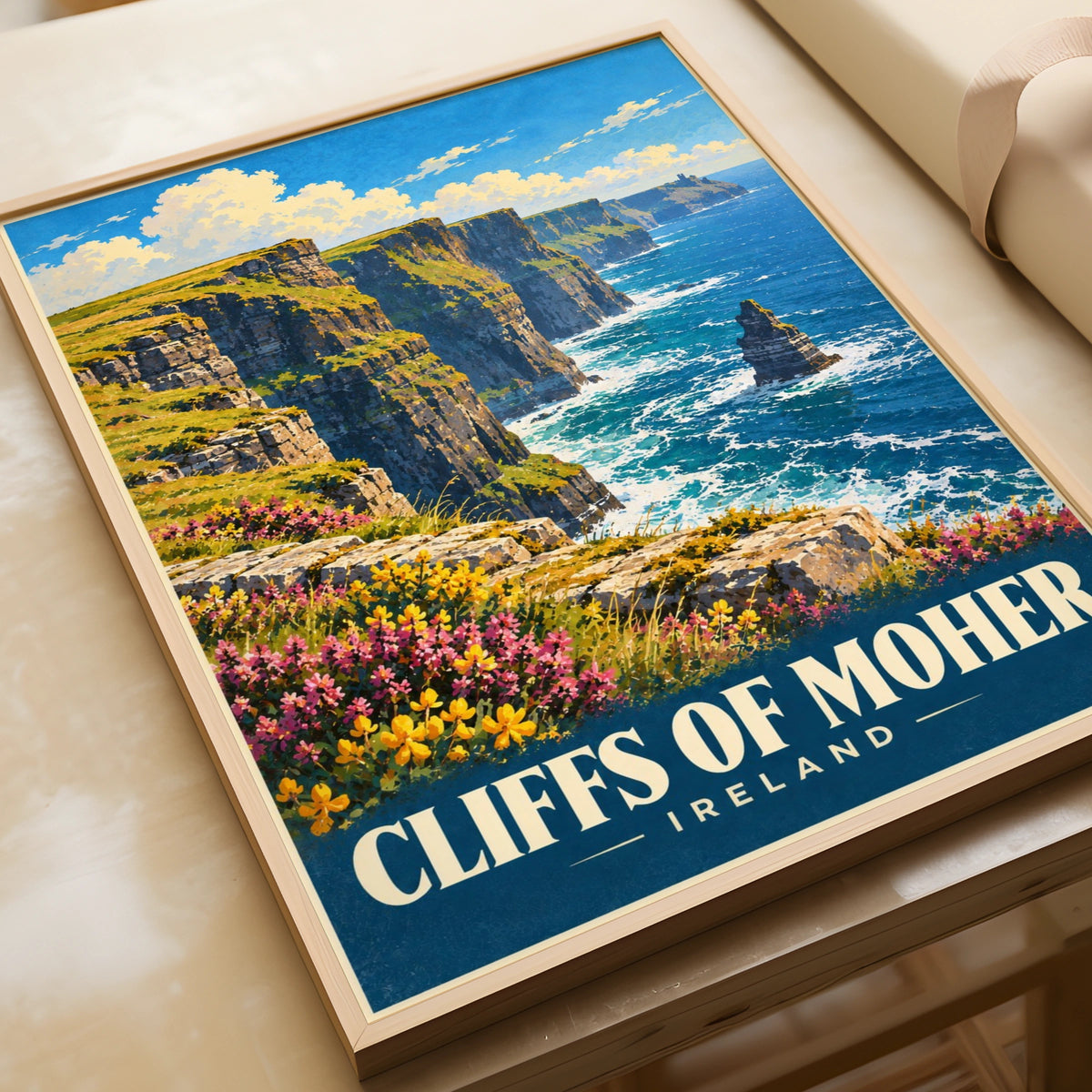 Cliffs of Moher Ireland Poster, Vintage Travel Wall Art, Irish Coast Print, Gift