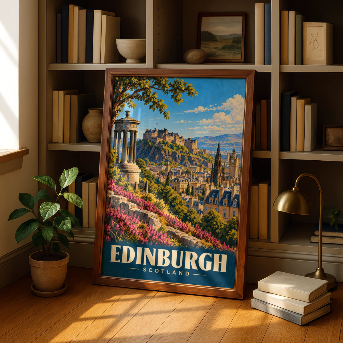 Edinburgh Scotland Vintage Travel Poster, Castle Skyline Wall Art Print, Scottish City