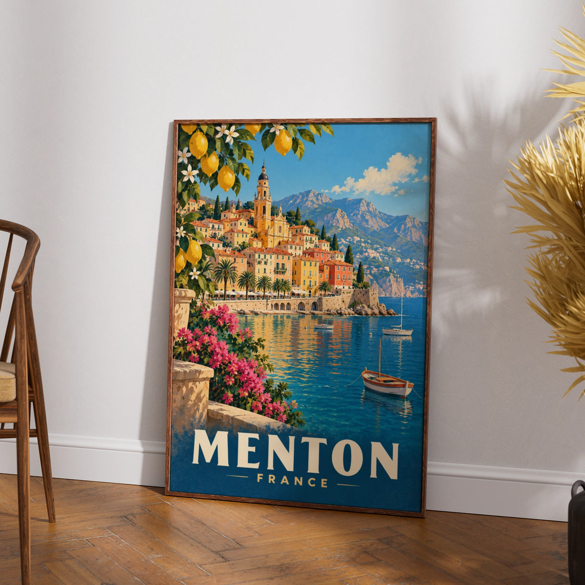 Menton France Travel Poster, French Riviera Wall Art, Vintage Mediterranean Print