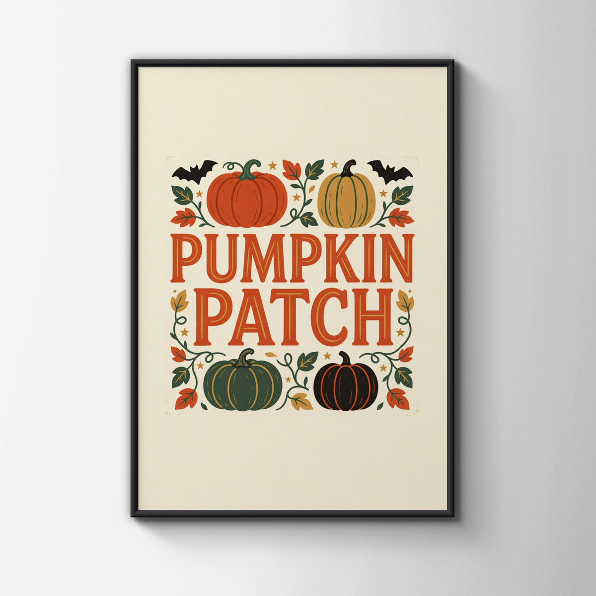 Pumpkin Patch Autumn Wall Art, Halloween Harvest Poster, Retro Fall Home Decor Print
