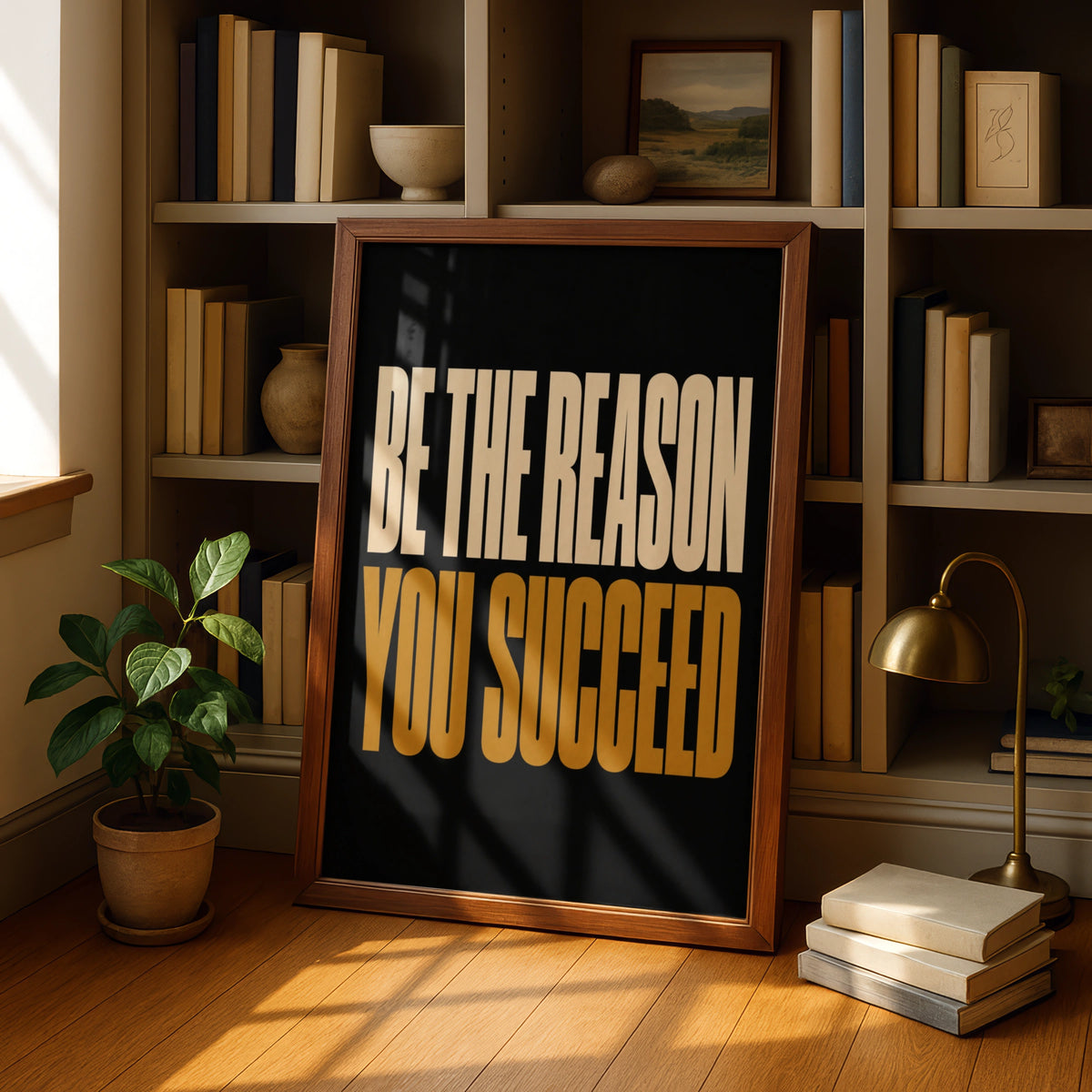 Be The Reason You Succeed Motivational Poster, Bold Typography Wall Art Print