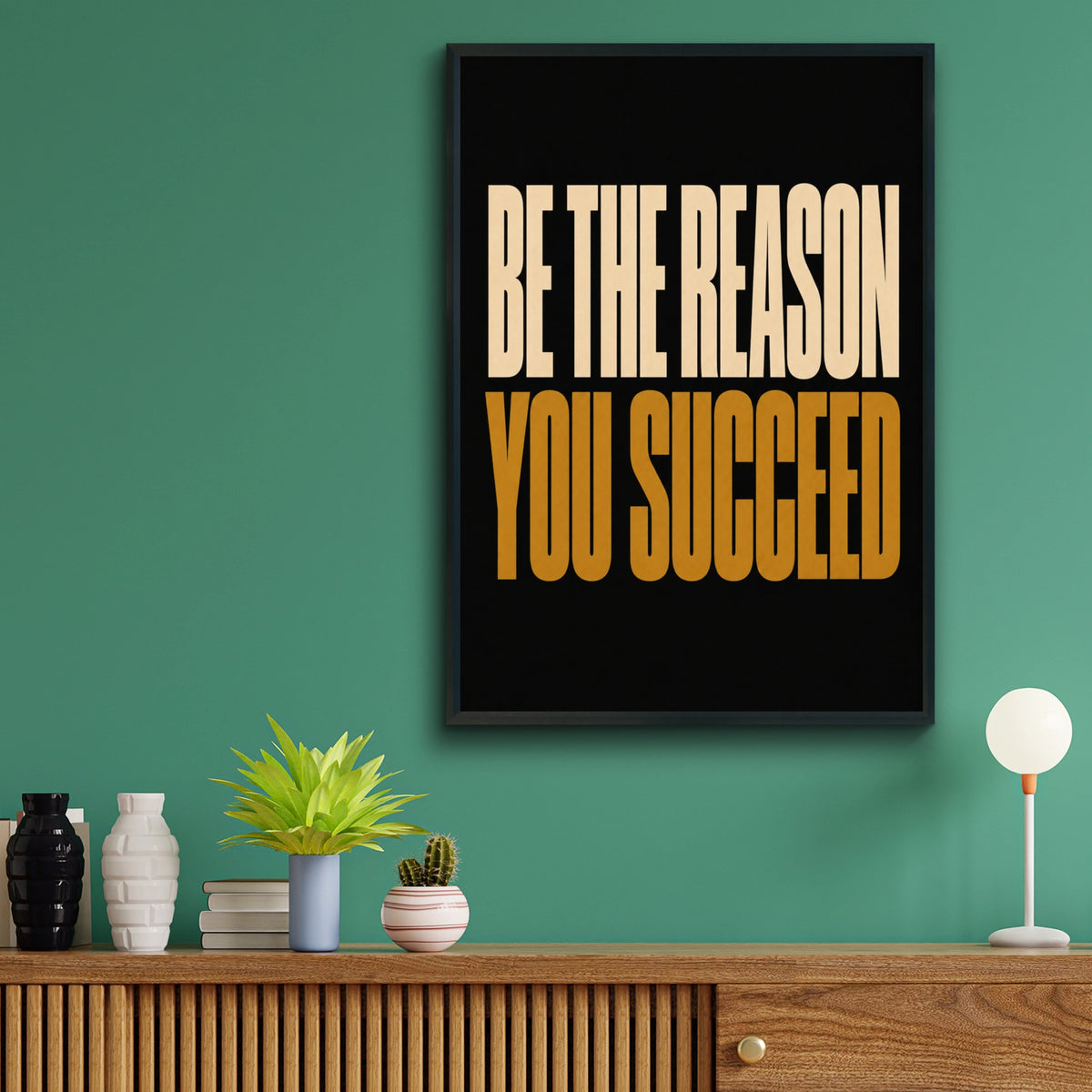 Be The Reason You Succeed Motivational Poster, Bold Typography Wall Art Print