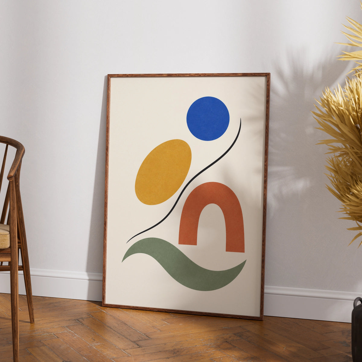 Nordic Shapes in Motion Abstract Wall Art, Geometric Poster, Boho Minimalist Print
