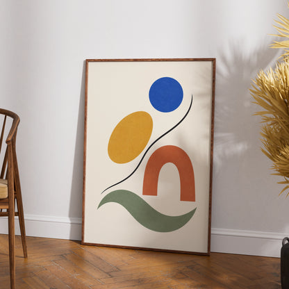 Nordic Shapes in Motion Abstract Wall Art, Geometric Poster, Boho Minimalist Print