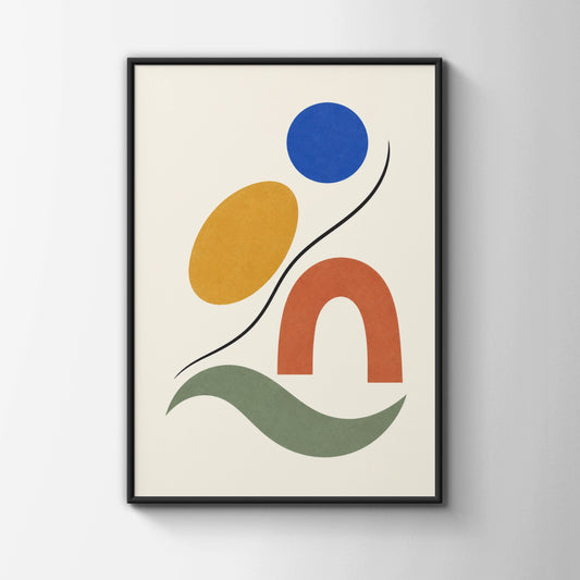 Nordic Shapes in Motion Abstract Wall Art, Geometric Poster, Boho Minimalist Print