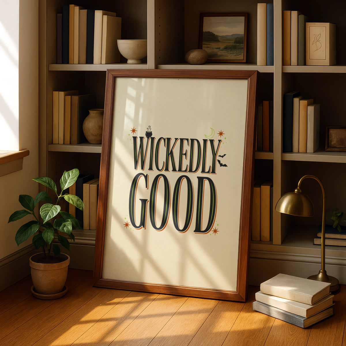 Wickedly Good Halloween Poster, Witch Wall Art Print, Spooky Typography Decor