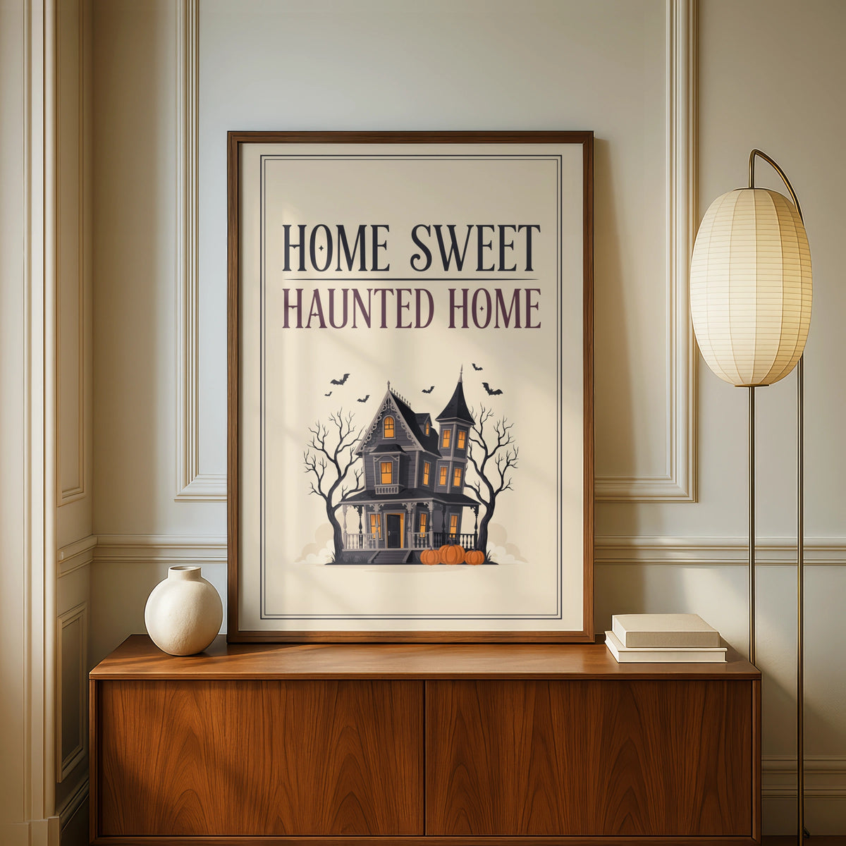 Home Sweet Haunted Home Poster, Halloween Wall Art, Spooky House Print, Gothic Decor