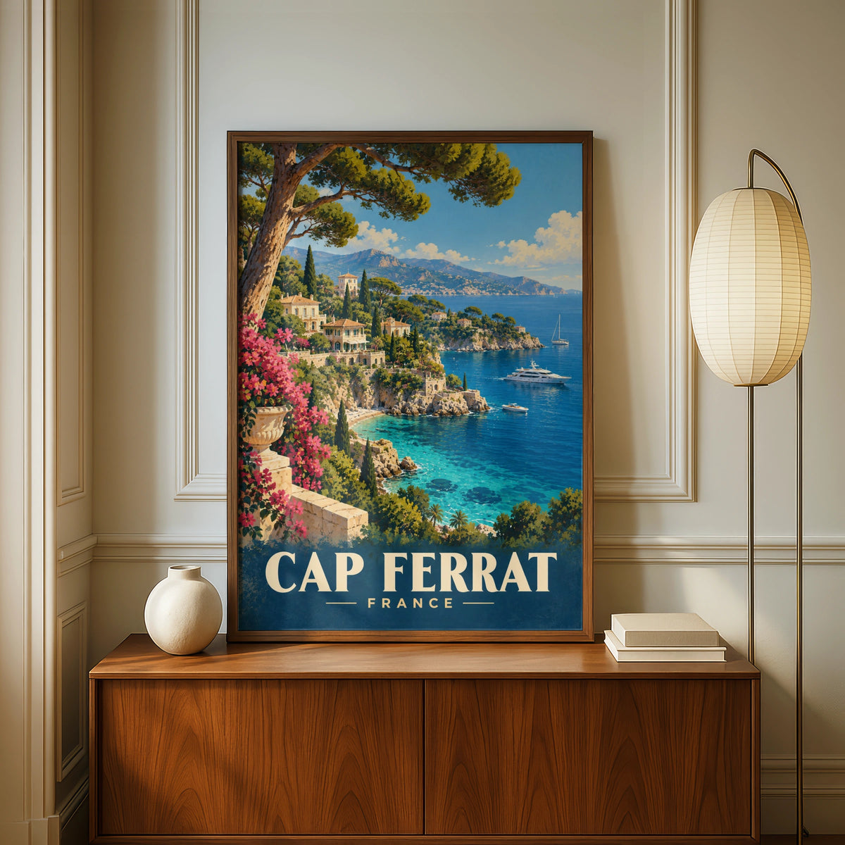 Cap Ferrat France Travel Poster, French Riviera Wall Art, Cote d'Azur Print, Mediterranean