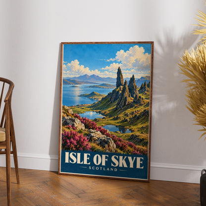 Isle of Skye Scotland Poster, Old Man of Storr Travel Print, Scottish Highland Wall Art