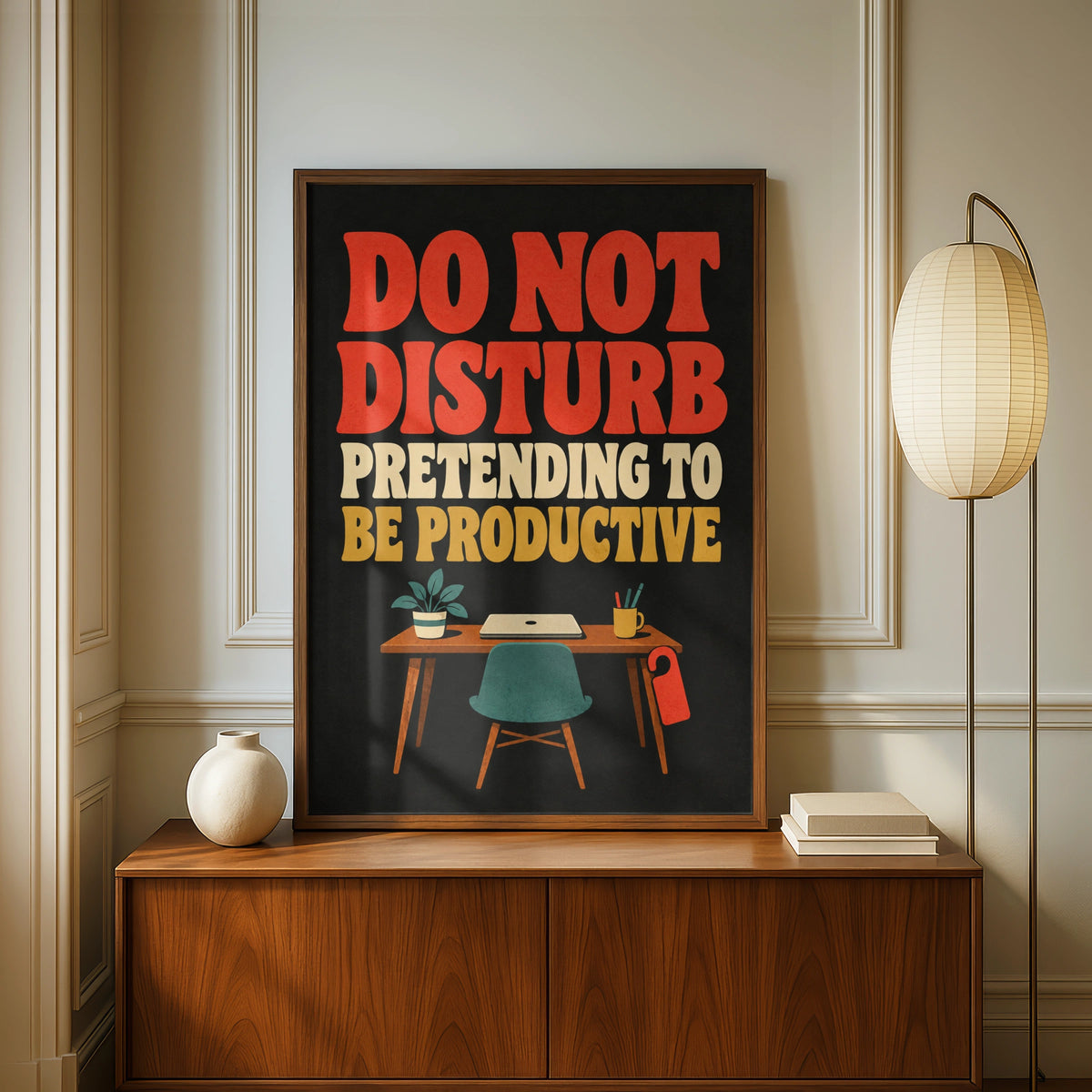 Do Not Disturb Pretending To Be Productive Poster, Funny Office Wall Art Print