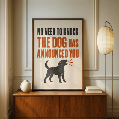 Funny Dog Poster, No Need To Knock Quote, Humour Wall Art, Dog Owner Gift Print