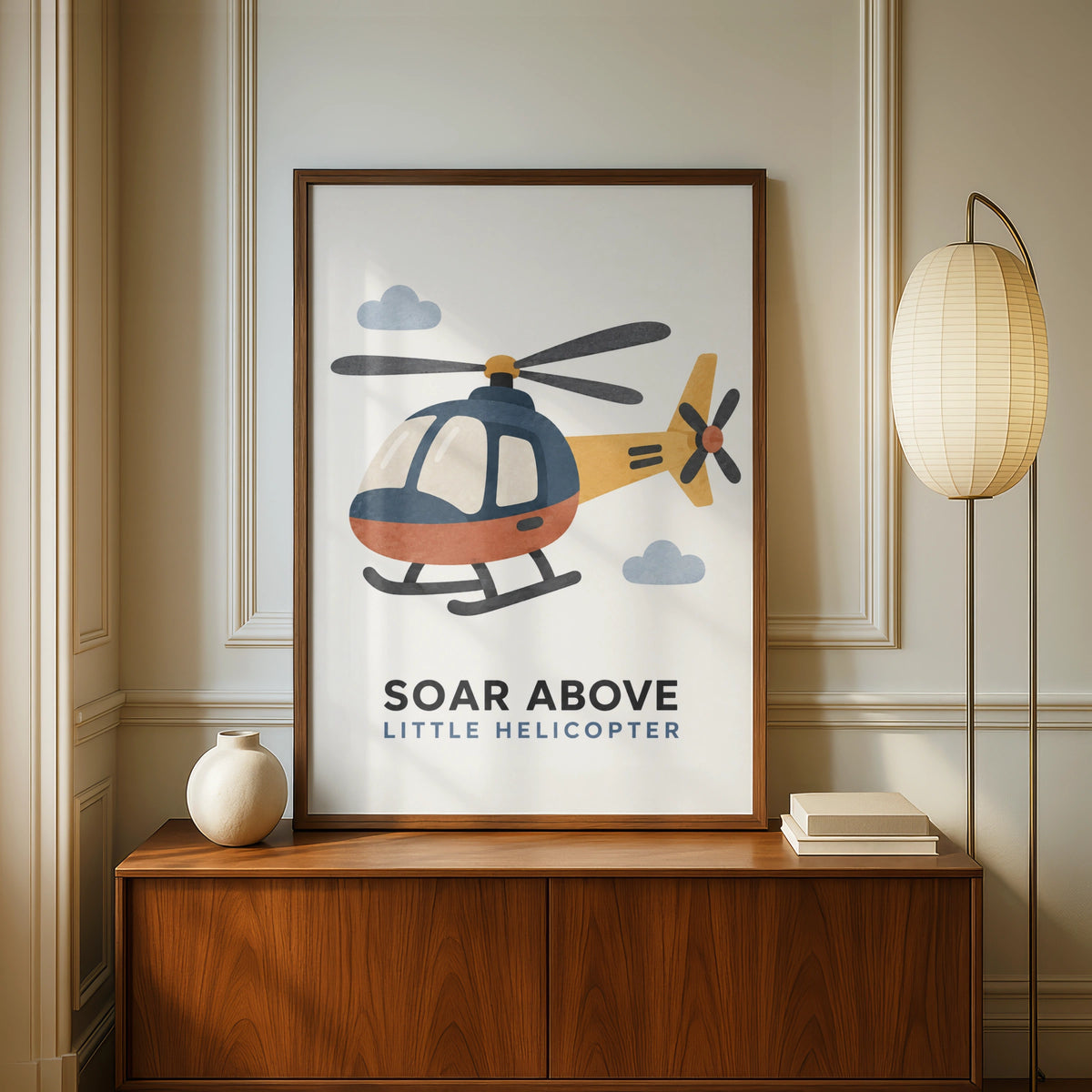 Helicopter Nursery Poster, Soar Above Little Helicopter Kids Wall Art Print
