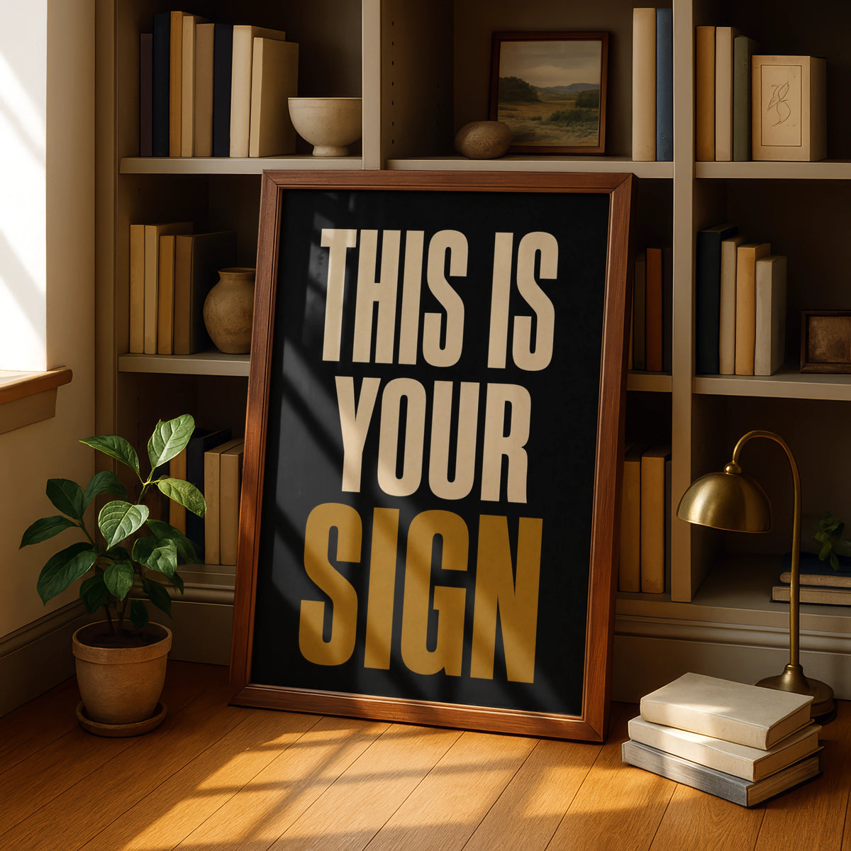 This Is Your Sign Motivational Poster, Bold Typography Wall Art, Black Gold Print