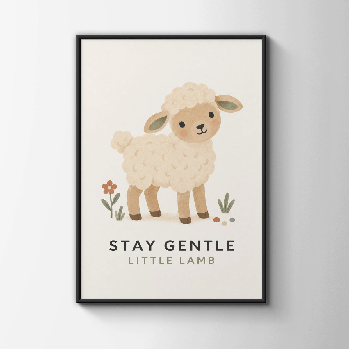 Stay Gentle Little Lamb Nursery Poster, Cute Sheep Wall Art, Baby Room Print