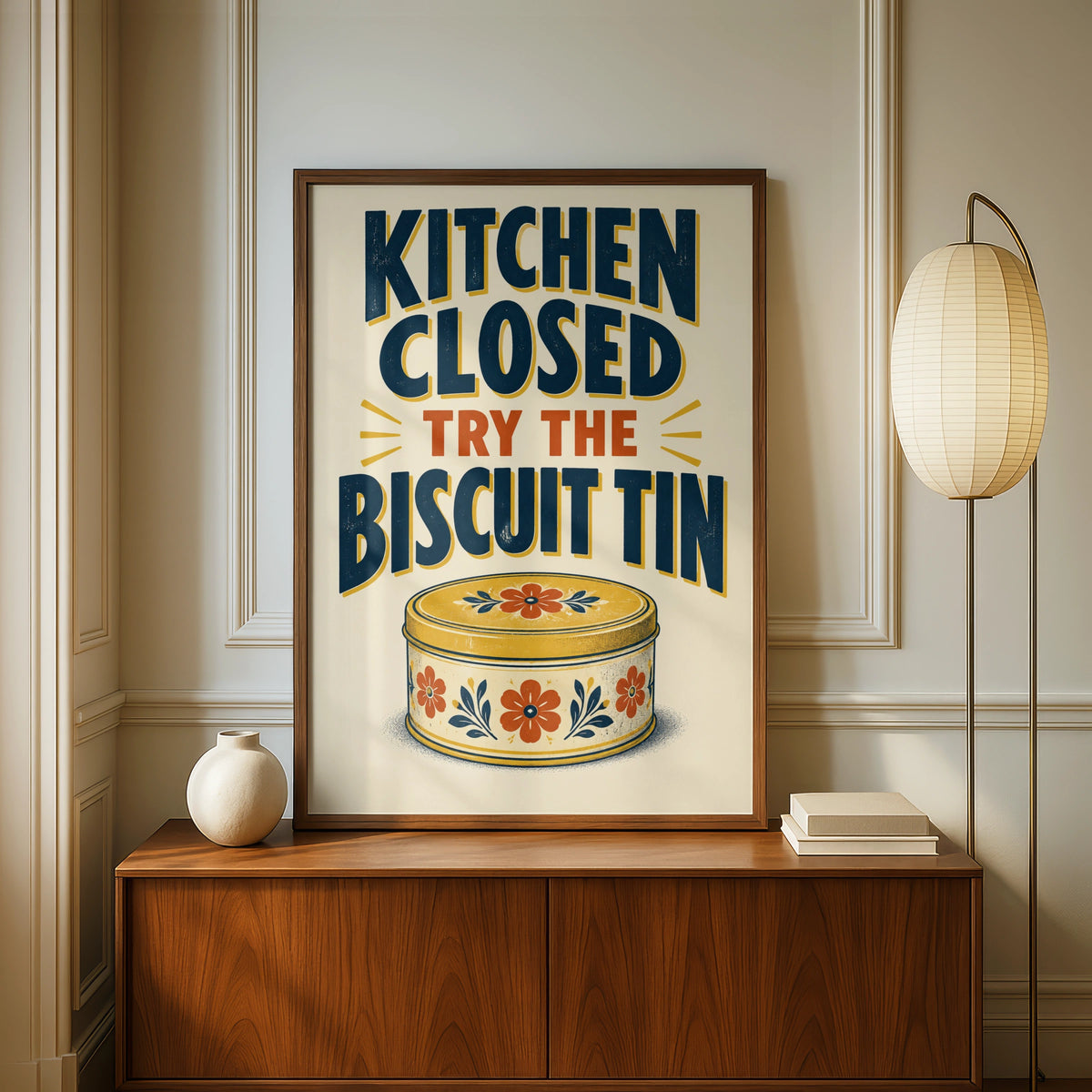 Kitchen Closed Try The Biscuit Tin Poster, Funny Kitchen Wall Art, Retro Home Print