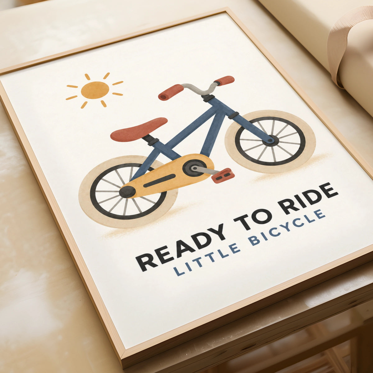 Ready To Ride Little Bicycle Kids Poster, Children's Bike Wall Art, Nursery Print