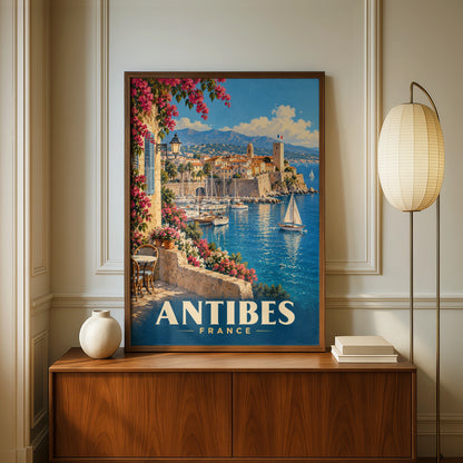 Antibes France Travel Poster, Vintage Cote d'Azur Wall Art, Mediterranean Print