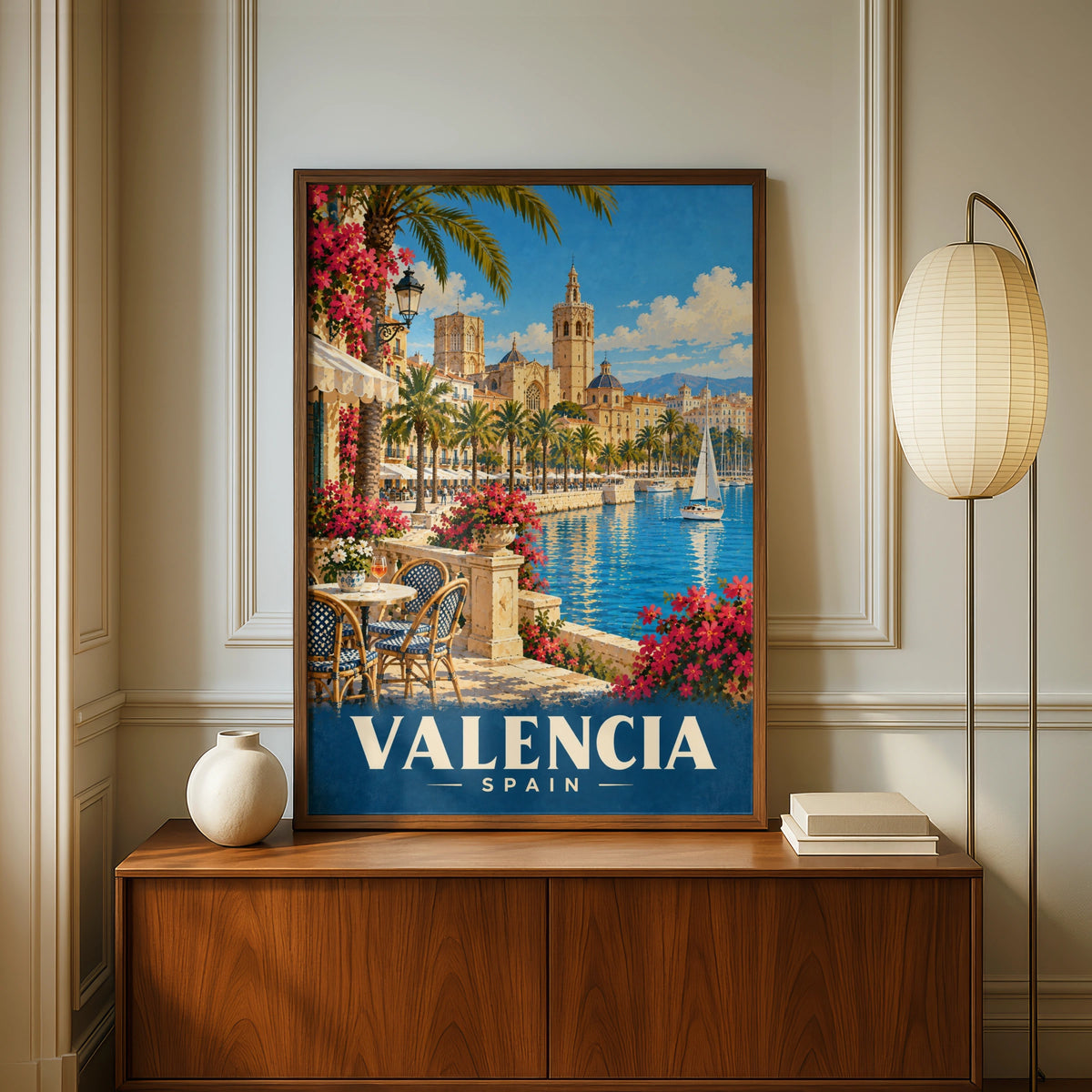 Valencia Spain Travel Poster, Retro Spanish City Print, Mediterranean Wall Art