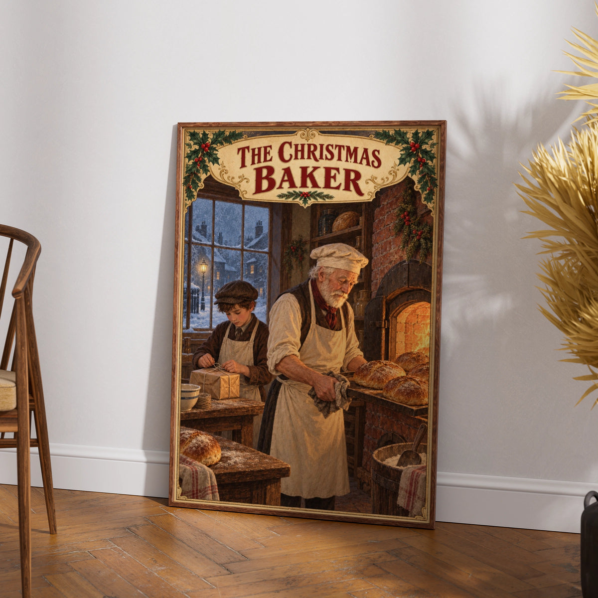 Victorian Christmas Bakery Poster, The Christmas Baker Wall Art, Vintage Festive Print
