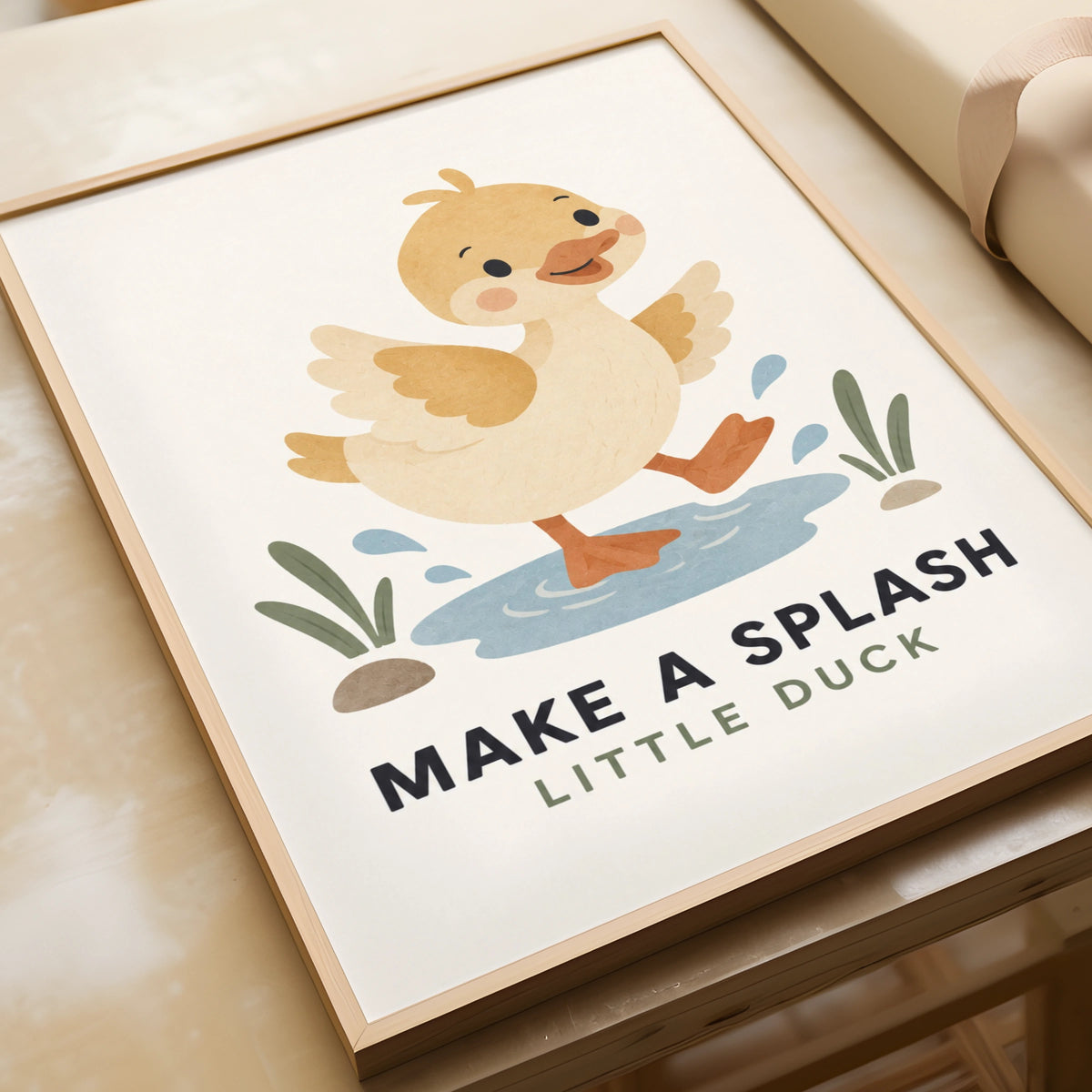 Make A Splash Little Duck Nursery Poster, Cute Duck Wall Art, Baby Animal Print
