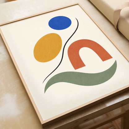 Nordic Shapes in Motion Abstract Wall Art, Geometric Poster, Boho Minimalist Print