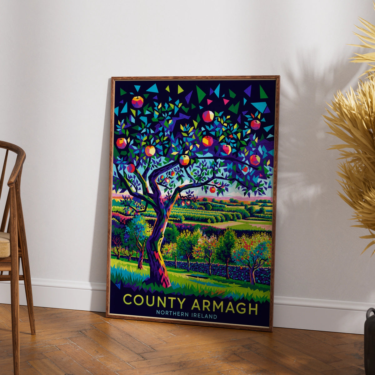 County Armagh Northern Ireland Poster, Apple Orchard Travel Art Print, Colourful Irish Wall Art