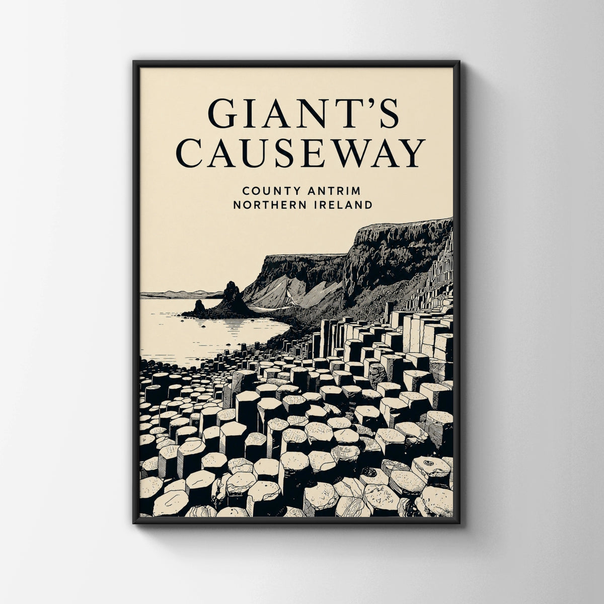 Giant's Causeway Poster, Northern Ireland Wall Art, County Antrim Travel Print