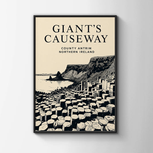 Giant's Causeway Poster, Northern Ireland Wall Art, County Antrim Travel Print