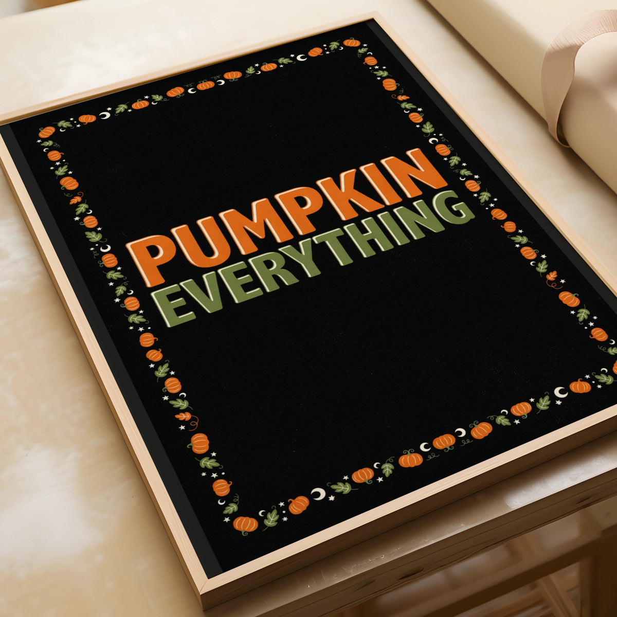 Pumpkin Everything Poster, Autumn Wall Art, Halloween Print, Orange Black Decor