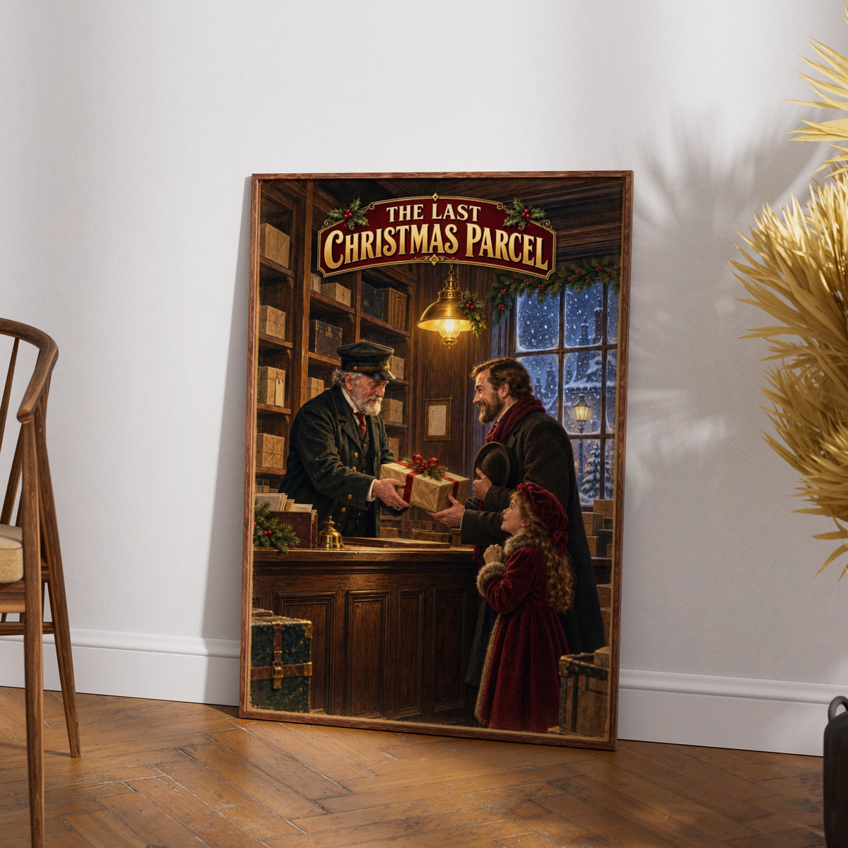 The Last Christmas Parcel, Victorian Post Office Wall Art, Vintage Festive Holiday Poster Print