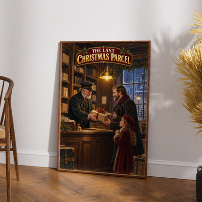 The Last Christmas Parcel, Victorian Post Office Wall Art, Vintage Festive Holiday Poster Print