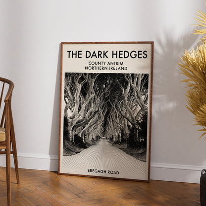 The Dark Hedges Poster, County Antrim Northern Ireland, Bregagh Road Wall Art Print