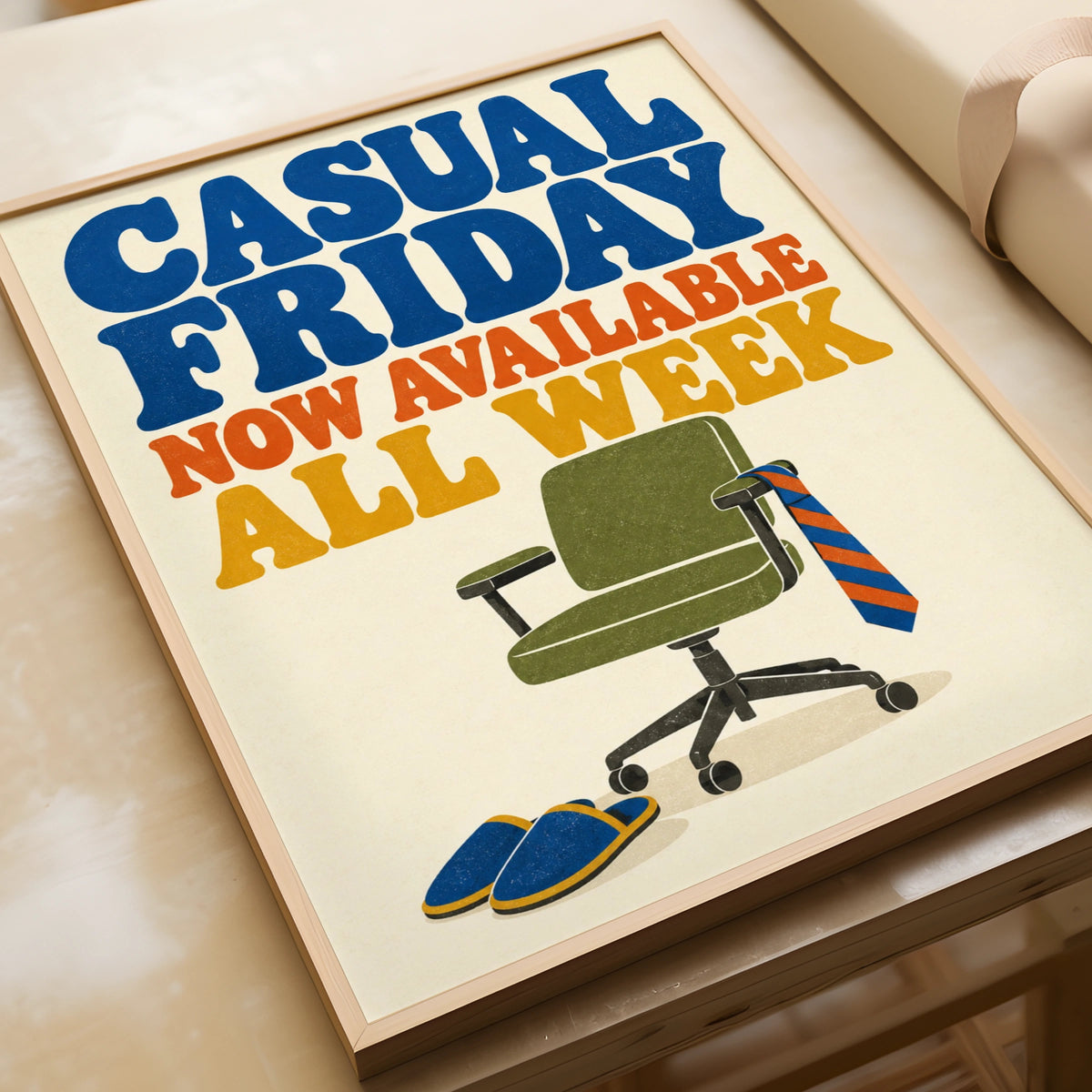 Casual Friday Now Available All Week Poster, Funny Office Wall Art, Retro Work Print